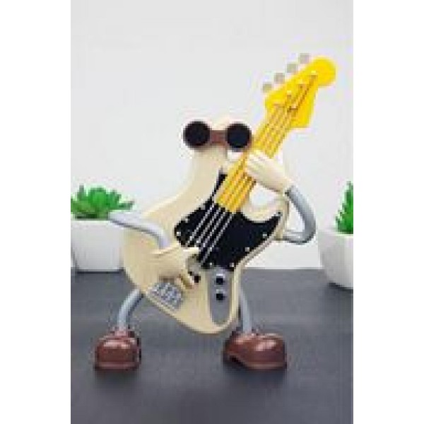 RGV-C64YN Elektro Gitar Tasarımlı Dans Eden Masa Süsü Hediyelik Eşya Biblo (21x9cm)