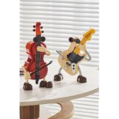 RGV-C64YN Elektro Gitar Tasarımlı Dans Eden Masa Süsü Hediyelik Eşya Biblo (21x9cm)
